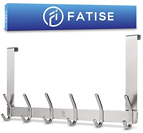 FATISE Türgarderobe aus Edelstahl, Platzsparende & Robuste Türhaken, Entwickelt für deutsche Türen, Flexible einsetzbare Kleiderhaken Tür ohne bohren (Silber)