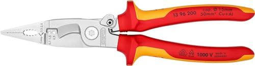 KNIPEX Elektro-Installationszange auf SB-Karte verchromt isoliert mit Mehrkomponenten-Hüllen, VDE-geprüft 200 mm, 13 96 200 SB