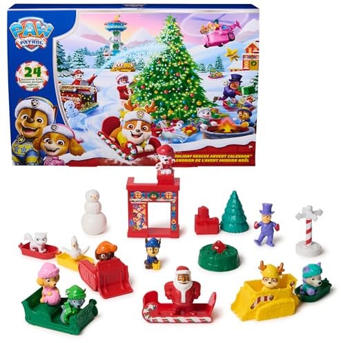 PAW Patrol Adventskalender 2025 zum Weihnachts-Episodenspecial – 24 Spielzeug-Überraschungen mit 7 Fahrzeugen, 11 Figuren und Zubehör, Spielzeug für Kinder ab 3 Jahren
