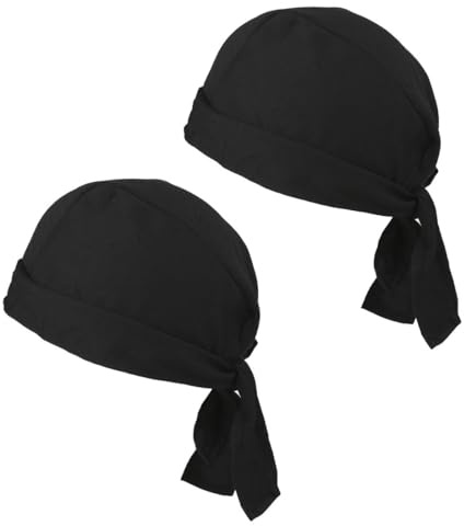 JYNXOR 2 Pcs Kochmütze Bandana Küchenmütze Herren Damen Kopftuch Herren Kopfbedeckung Zum Kochen Backen Grillen Bandana Cap Für Küche Restaurant Zuhause Bäckerei Cafe (Verstellbar, Schwarz)