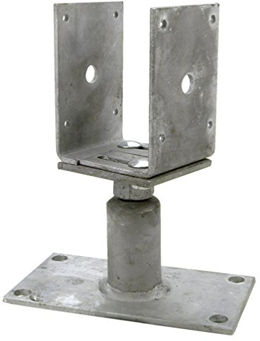 Connex Pfostenträger - 80-150 mm - chromfarbig - feuerverzinkt - zum Aufschrauben - höhenverstellbar, seitenverstellbar von 80 – 150 mm / Einschlaghülse / Pfostenanker / U-Pfostenträger / HV4270