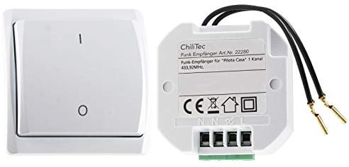 Funk-Schalter Set Pilota Casa Funk-Empfänger mit Wand-Schalter 230V Wechselschaltung bis 2300 Watt Bis 70m Reichweite