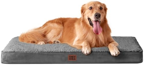 EHEYCIGA Orthopädisches Hundebett Grosse Hunde XL 112x81x9cm, Hundekissen Waschbar Flauschig, Hundematte Hundematratze für Kiste, Grau