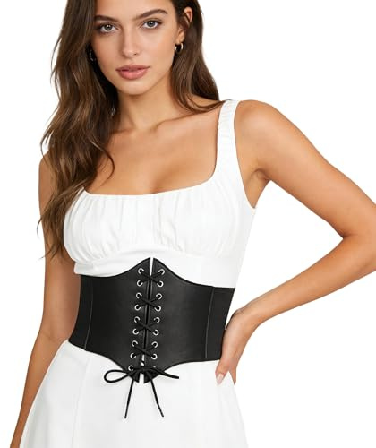 HOTSO Korsett Damen Frauen Tied Waspie Gürtel,Breiter Gürtel Damen Taille Bandage Elastizität Leder Korsett Taillengürtel Damen Schnürkorsett Damen Taille Korsett Leder Gürtel Belt Damen Gürtel
