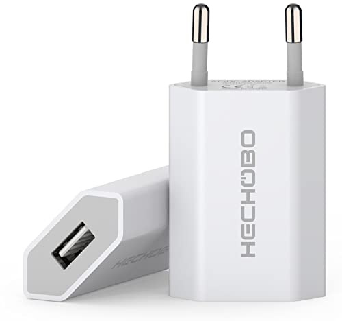 USB Stecker, USB Adapter Steckdose Netzteil - 2er Pack Adapter 5V 1A Ladegerät Universal - Charger Kompatibel mit Smartphone, iPhone, iWatch, Handy, Kamera, Tablets, MP3 usw (Weiß)