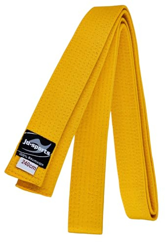 Ju-Sports Budogürtel - gelb, Baumwolle I Kampfsport Gürtel Für Budo-Sportarten, Judo, Karate, Kickboxen & mehr I Ca. 4 cm breiter Martial Arts Gürtel I 260 cm