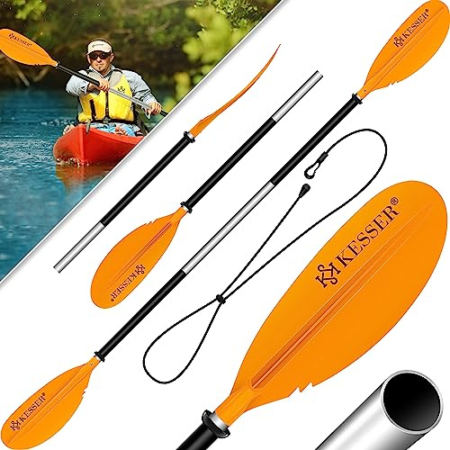 KESSER® Paddle Doppelpaddel - 4-teilig für Kanu Kayak SUP Stand-Up Paddling Board Stechpaddel, 228cm Aluminum Perfekt für Schlauchboot, Stand Up Paddel Inkl. Sicherheitsschnur, Hülle, Surfboard Boot