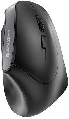 CHERRY MW 4500, Ergonomische Vertikale Maus für Rechtshänder, Kabellos (2,4 GHz Funk), 3-Stufig Regelbare Auflösung Bis 1200 DPI, Batteriebetrieben, Schwarz
