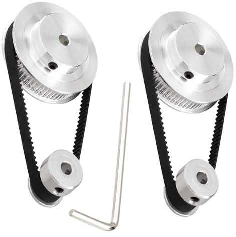 TUZUK 2-teiliges Set GT2 Synchronrad 20 und 80 Zähne, 12 mm Bohrung, Aluminium-Zahnriemenscheibe mit 2 Stück Länge, 250 mm Breite, 6 mm Riemen (20-80T-12B-6)