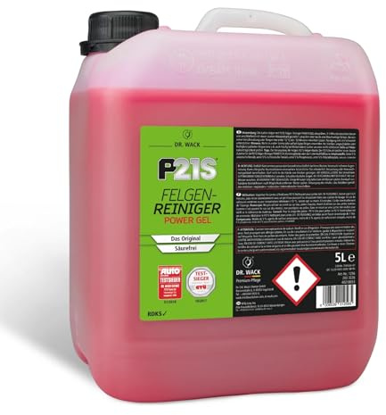 DR. WACK P21S Felgenreiniger Power Gel 5 Liter - Felgen-Spray mit Gel-Formel & Wirkindikator - Schnelle & schonende Reinigung - säurefrei & biologisch abbaubar - Hochwertige Autopflege