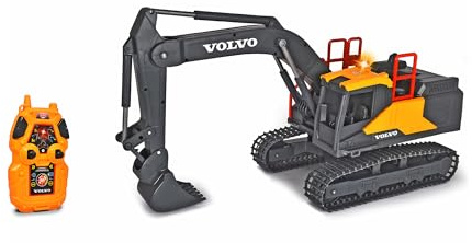 Dickie Toys – ferngesteuerter Bagger – 2.4 GHz RC Bagger, für Draußen, mit Licht- und Soundeffekten, Baustellenspielzeug, für Kinder ab 3 Jahren, Gelb/Grau