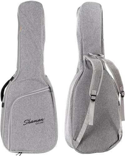 Shaman KGB-103 GY Premium-Line Konzertgitarrentasche - Wasserabweisendes und reißfestes Außenmaterial - Gepolsterte, verstellbare Rucksack-Gurte und Aufsatztasche - Gigbag mit verstärktem Tragegriff