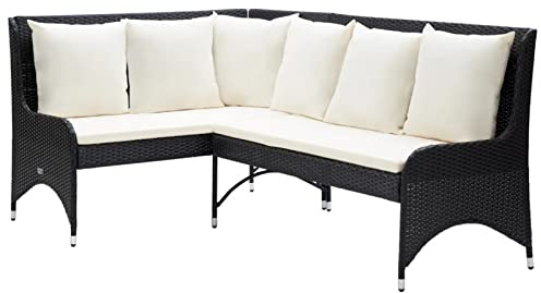 Faroom Garten-Ecksofa Poly Rattan Lounge mit Couchtisch, Eckbank, Terrassenmöbel, Sitzgruppe, Schwarz