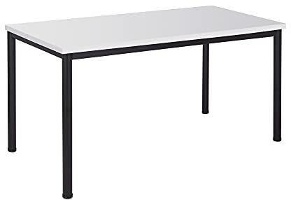 Schreibtisch u. Besprechungstisch mit schwarzem Tischgestell | Konferenztisch Bürotisch Computertisch Mehrzwecktisch Arbeitstisch PC-Tisch Homeoffice-Tisch (weiß, 80 x 80 x 77,5 cm)