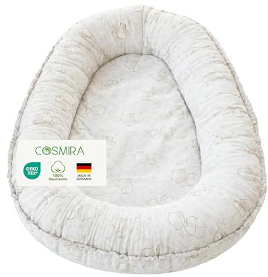 Cosmira® Babynest für Neugeborene – Babynestchen aus 100% Baumwolle, Oeko-TEX Zertifiziert – Sicher & geborgen schlafen – Waschbares, weiches & atmungsaktives Nestchen für Bett, Sofa & Reisen