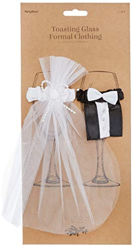 PartyDeco uk-karton – 2er-Set Glasdekoration im Brautpaarlook | Hochzeitsdekoration, Glasdekoration, Hochzeitskleid, Hochzeitsanzug, Tischdekoration
