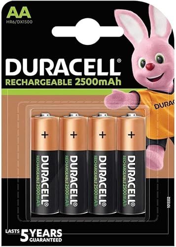 4 x Duracell AA wiederaufladbar 2500 mAh (1 Blister mit 4 Batterien), 4 wiederaufladbare Batterien (HR6/DX1500)