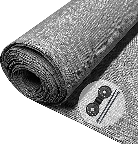 VOUNOT® Zaunblende 1.8×10m, Sichtschutz Zaun HDPE Schattiernetz, Windschutz UV-resistent Reißfest, 75% Beschattungsgrad, mit Löcher, Spezialclipund und Kabelbinder, Grau