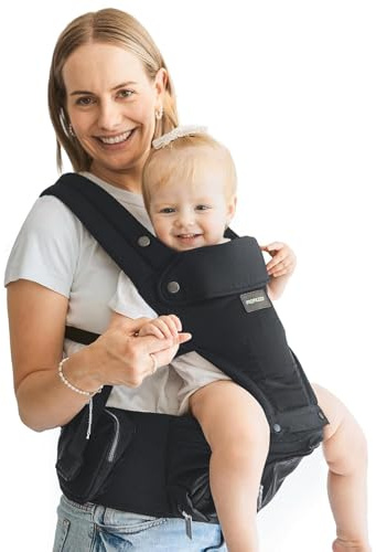 Momcozy Babytrage mit Hüftkissen, 2-in-1 Verstellbare & Abnehmbare Babytrage bis 20kg