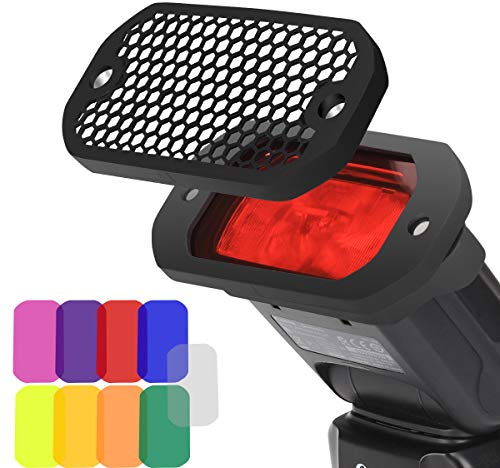 AODELAN Blitz Filter Kamerablitz Gel Beleuchtungsfilter Farbfolien Gitter und Farbiges Gel Filterset mit dem Magnetischen Stapelbaren System für Canon Nikon Sony Godox Yongnuo Speedlite