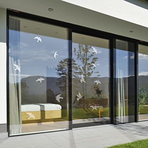 12 Silhouetten-Aufkleber - Fensteraufkleber zur Vermeidung von Vogel-Kollisionen, Vogel-Silhouetten, Glastürschutz und Vogelschutz, transparent gefrostet