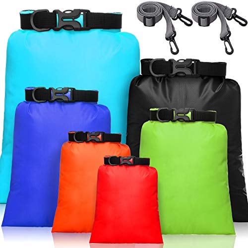 Shappy wasserdichte Aufbewahrungsbeutel Trockentaschen Set 15/8/ 5/4/ 3/ 2l Packsack Wasserdicht Ultraleicht Trockenbeutel Dry Bag mit 2 Schultergurt für Kajak Wandern Camping(Bunt,6 Stück)