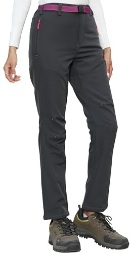 Tofern Softshellhose Wanderhose für Damen Winter Outdoorhose Thermohose Funktionshose Wasserdichte Gefütterte Warm Ski Hose mit Gürtel, Ideal für Alle Outdoor Abenteuer