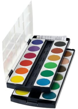 Herlitz 10199933 Schulmalfarben bzw. Deckfarbkasten, 24 Farben inklusive Deckweiß (1 Stück (1er Pack))