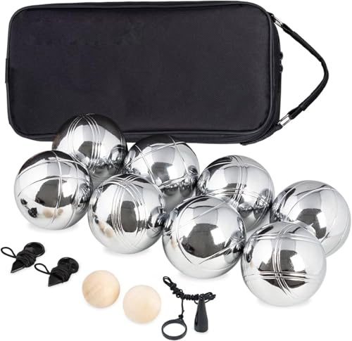 Truevaste Boule Set Metall Kugeln 6 oder 8 oder 12 Stück Boccia Petanque Outdoor Spiel Garten Strand, Personalisierbar mit Gravur, für Familie Freunde Erwachsene Senioren Camping Verein