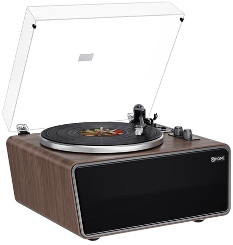 All in One Plattenspieler mit 4 Stereo Integrierten Lautsprecher,Hi-Fi Schallplattenspieler,Vinyl Record Player Bluetooth,USB PC Digitaler Ausgang,Phono Vorverstärker,AT-3600L,33/45U/min