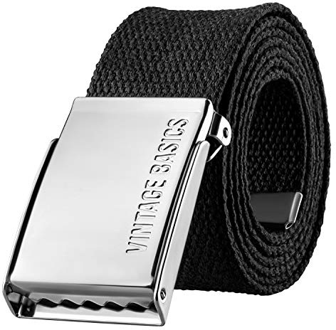 VINTAGE BASICS Unisex Stoffgürtel 130cm lang - 3,8cm breit | Herren und Damen Gürtel - Stufenlos verstellbarer Canvas Belt – Metallschnalle