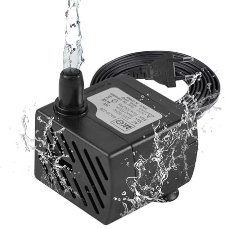 BACOENG Mini Wasserpumpe, 3W 200L/H Springbrunnenpumpe, Teichpumpe Klein, Zimmerbrunnenpumpe Brunnenpumpe Klein, Aquarium Pumpe mit EU Stecker