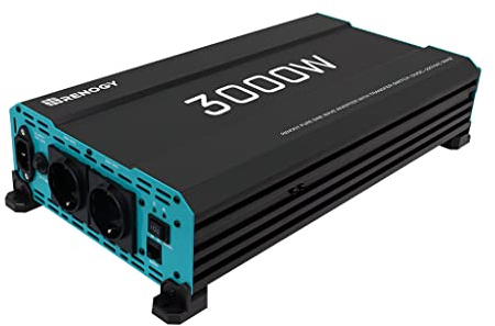 Renogy 3000W/6000W 12V zu 230V Reiner Sinus-Wechselrichter mit Netzvorrangschaltung, 12v auf 230v Spannungswandler mit 2 Europäische Steckdose für Haushaltsgeräten Wohnmobile, LKW, Boote, Camping