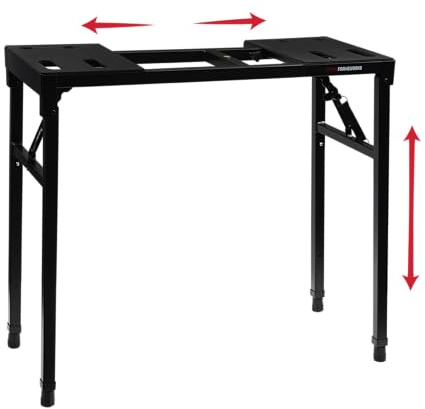 Gator Frameworks GFW-UTILITY-TBL Heavy-Duty Keyboard Tisch – Höhen- und Breitenverstellbar, bis 60 kg Tragkraft, ideal für Keyboard, Mixer, Studio & Bühne