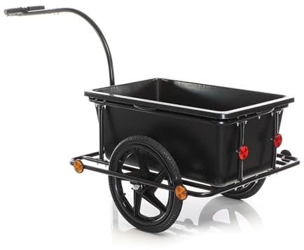 Wiltec Fahrrad Lastenanhänger 158x69x51 cm bis 80 kg, Fahrradanhänger mit 90 L Transportwanne, Kupplung und Luftreifen, Handwagen Anhänger für Fahrrad
