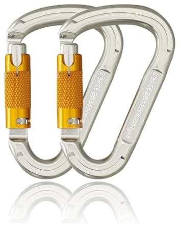 SOB Karabiner Kletterkarabiner Karabinerhaken aus Aluminium Schlüsselanhänger Karabinerhaken für hohe Beanspruchung mit Schraubsicherung zum Klettern, Abseilen, Hängematten