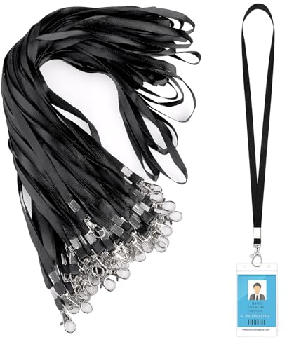 Schlüsselband Schwarz, 46cm, 100 Stück | Zum Umhängen, Mit Metall Swivel, Für Ausweise, Schlüssel, Handy, Brieftaschen, USB, Pendrive