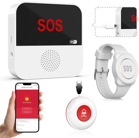 ChunHee Senioren Notruf Armband Tuya Notrufknopf für Senioren WiFi Smart Notrufarmband für Senioren Alert System für ältere Patienten Behinderte,Kinder