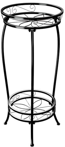 Bamworld Blumenständer Metall Pflanzenständer Blumenhocker Schwarz Hoch Zimmer Deko （30x30x70cm）