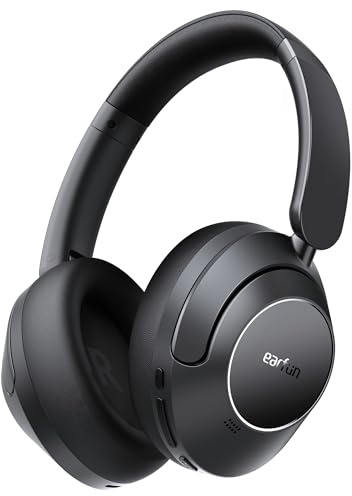 EarFun Wave Pro Over Ear Kopfhörer Kabellos Bluetooth, Hybrid Aktive Noise Cancelling, Hi-Res Audio, LDAC, 80 Std Akku, Bequemer Halt, 5 Mikrofone Kristallklare Anrufe, Bluetooth Multipoint, EQ in App