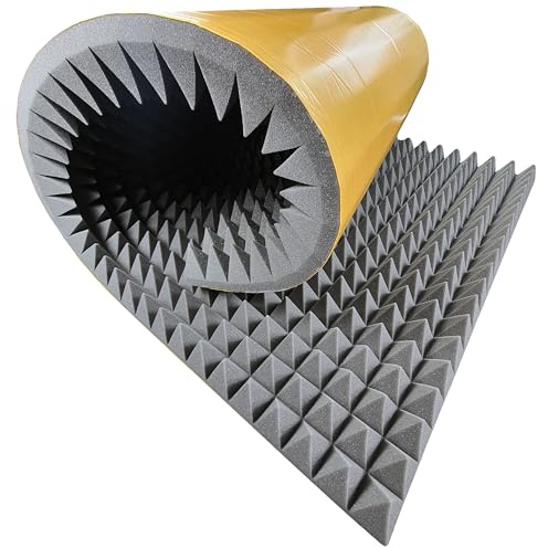 Akustikschaumstoff Selbstklebend Pyramide Matte 200x100 x 8 cm von GMP Tech beauty of sound - Dämmung Schaumstoff zum gaming zimmer - Schallschutz wand im musikstudio - Acoustic foam - Echo absorber