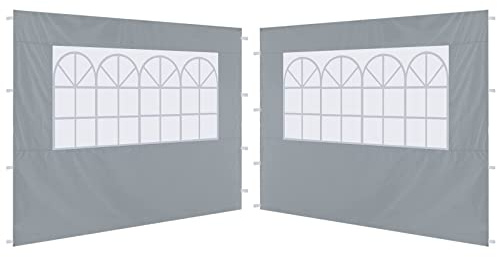 ABCCANOPY Pavillon Seitenteile 3x3,Seitenwände mit Fenster 2 Stück,Grau
