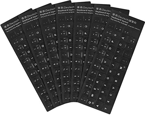7 STK Deutsche Tastaturaufkleber, Tastatur Aufkleber Deutsch, Ersatz Laptop Aufkleber mit Weißen Buchstaben für Standard, Computer Laptop Tastatur Ersatztastaturaufkleber