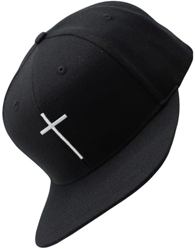 Bexxwell Snapback Cap schwarz mit Kreuz (optimale Passform, Kappe, Black, Cross, Unisex)