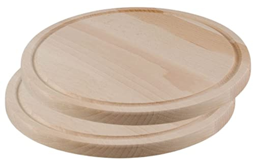 teemando® 2 X Schneidbrett mit Saftrille aus Holz, 25 cm, Fleischteller, Brotzeitbrett, Vesperteller