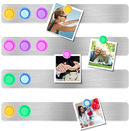 LINXIU Magnettafel Memotafel Selbstklebend Magnetleisten Fotowand Büro Pinnwand mit 10 Starke Magnete für Kalender Dokumente 4 Stück, aus Edelstahl