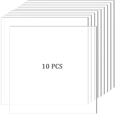 10 Stück Acrylglas Platte, Plexiglas, Acrylplatte Transparent, Acrylglas Kunststoffplatten (20x20cm), Kunststoffplatte 1mm für DIY, Fotorahmen, Malerei und Projektausstellungen