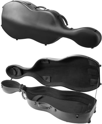 VEVOR 4/4-Cellokoffer in voller Größe, Verbundkohlenstofffaser, tragbare Reisetragetasche, mit Weichfutter, Zwei Schultergurten, Kratzfest, professionelle Celloform, für Cello, schwarz
