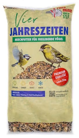 Paul´s Mühle Wildvogelfutter, Ganzjahresfutter für Wildvögel, 4-Jahreszeiten, 5 kg