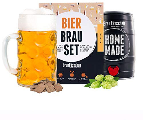 Braufässchen | Männergeschenk | Biergeschenkidee | Bierbrauset zum selber brauen | Festbier im 5 Liter Fass | In 7 Tagen gebraut | Tolles Geburtstagsgeschenk für Männer | von BrauFässchen